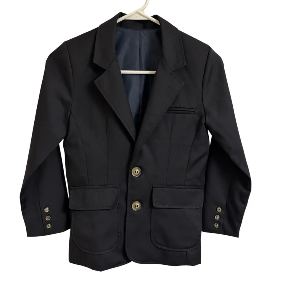 Bella Bliss Boys Size 8 Navy Blue Wool Blend Blazer Jacket Sports Coat
